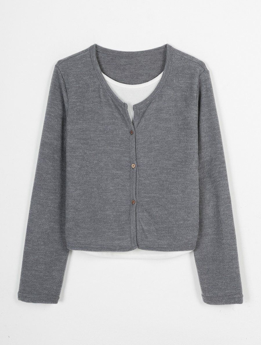 Premium Wool Cashmere Cardigan Gray-copy